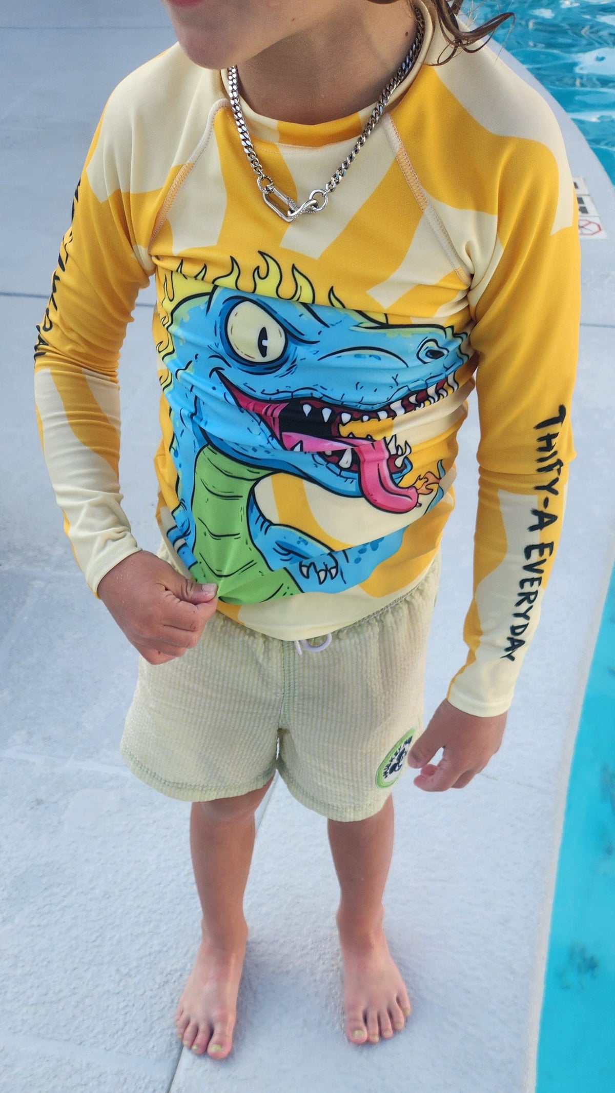 Early Rising T-Rex Kids Rash Guard