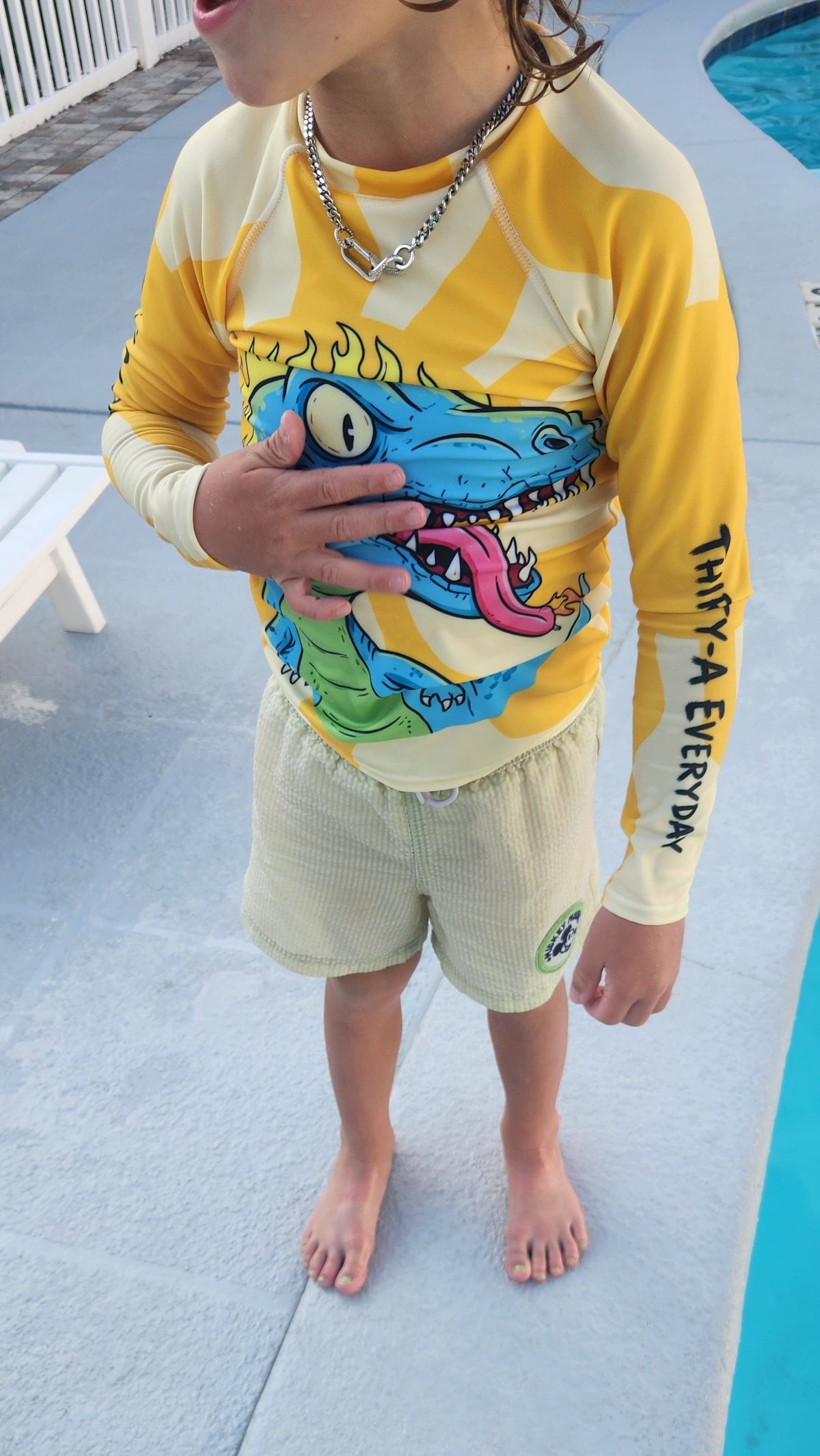Early Rising T-Rex Kids Rash Guard