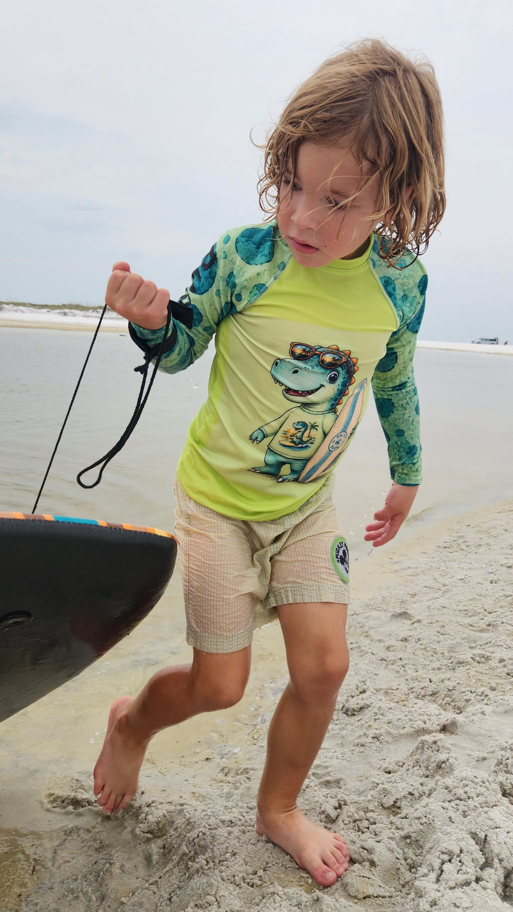 Surfer Dinosaur Kids Rash Guard